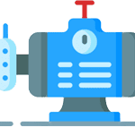 A blue robot from MGC Services on a white background.